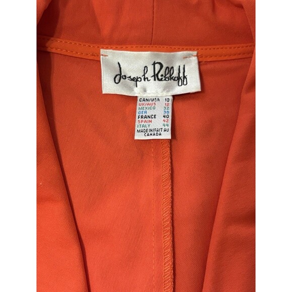 Joseph Ribkoff Red Zip Up Jacket Ruched Waist Collared Half Sleeves US Size 10 - Picture 4 of 7